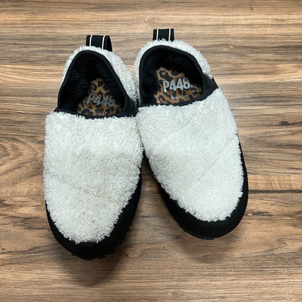 P448 Laby‎ Leopard Print Calf Hair Slip On Slippers🖤 EU37
